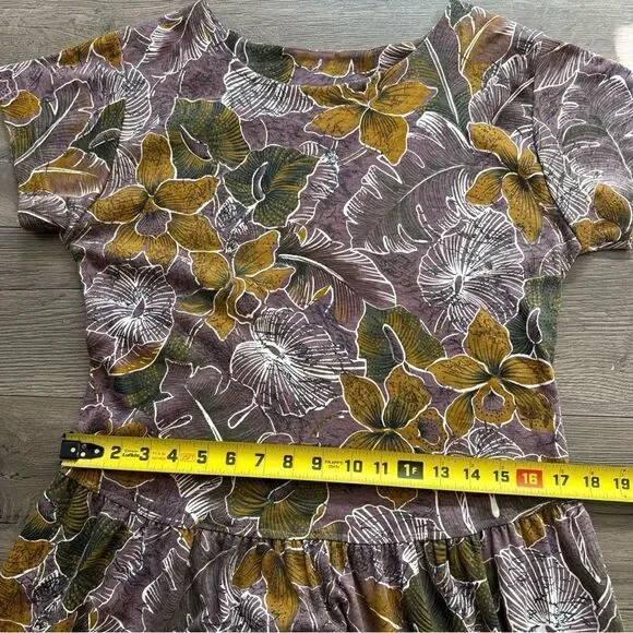 Hilo Hattie Women Short Sleeve Hawaiian Maxi Dress Size L Made In Hawaii Purple - Picture 6 of 8